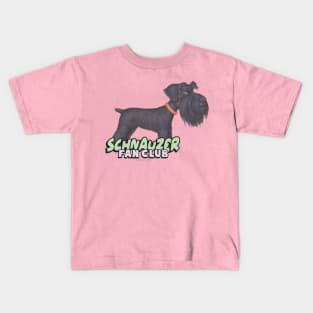 Cute Black Schnauzer Dog posing with Attitude Kids T-Shirt